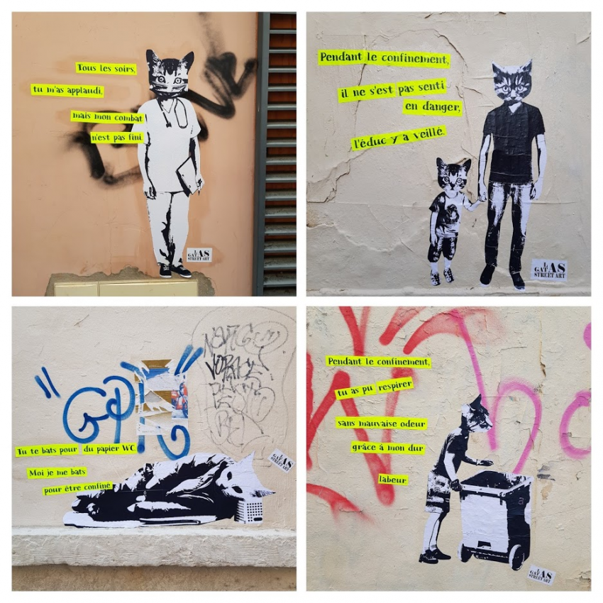Las Gatas, collages, Lyon 1er et 4e, 2020
